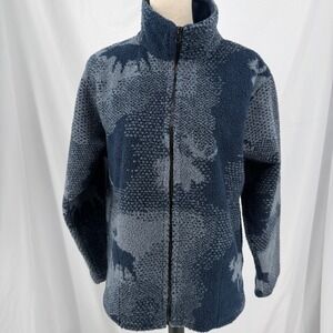 Bear Ridge Outfitters Moose Fleece Jacket Womens Large Blue Full Zip USA Made